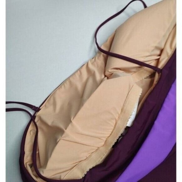 J.CREW One Piece Swimsuit Plus Size 24 Colorblock Bandeau Straps Lilac AX966 NEW - Picture 7 of 8